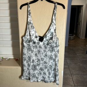 Cinemaetoile - Underwire Seductive Wear Babydoll Cami Sheer blk/wht floral top